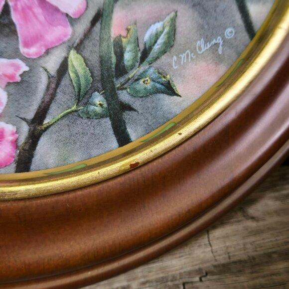 Lenox 1993 Natures Collage Plate Rose Morning Wood Frame D5927 Chickadee Birds - Picture 3 of 9